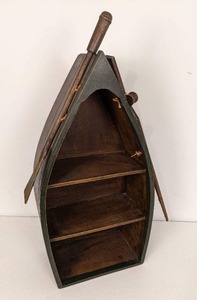 lot 61 image: Wooden Decorative Wall Hanging Boat Shelf