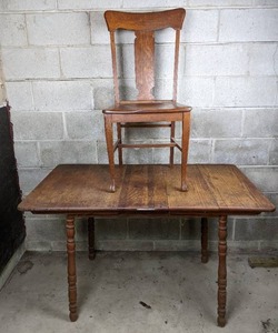 lot 81 image: Wooden Rectangle Dining Table with Dining Chair