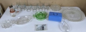 lot 119 image: 15 Piece Collection of Vintage & Antique Glassware 1880s Acme Nursing Bottle, Hand Crank MetalGlass Grater, and More