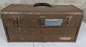 lot 38 image: Vintage Craftsman Toolbox Filled with Tools Wrench Set, Pliers, Tape Measure, Screwdrivers and More
