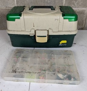 lot 42 image: Plano Tackle Box and Plastic Organizer Full of Fishing Lures and Fishing Accessories