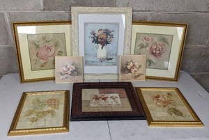lot 110 image: Lot of 8 Floral Artworks
