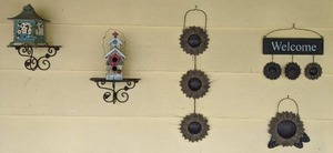 lot 132 image: Home Decor Sunflower Welcome Set & (2) Beautiful Bird Houses