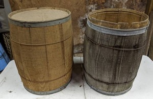 lot 158 image: Set of (2) Wood Wine Barrels