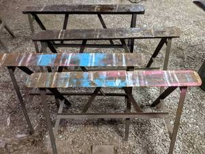 lot 185 image: Set of (4) Iron Sawhorse Benches, 48 x 30