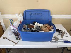lot 126 image: Large Plastic Tub of Plumbing Supplies