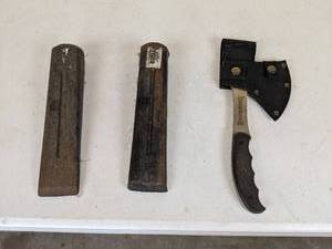 lot 134 image: Browning Compact Hatchet & 2 Sharpening Stones