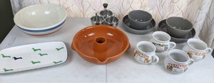 lot 64 image: Assortment of Serving Pieces Kate Spade Dachshund Serving Platter, Furio Ceramic Bowl, Recipe Soup Bowls and More