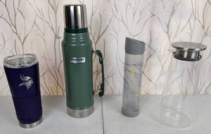 lot 75 image: Minnesota Vikings Reusable Cup, Vintage Stanley Thermos with Cup, Reusable Water Bottle & Carafe