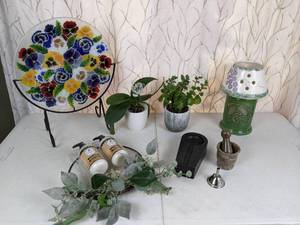 lot 83 image: Mixed Lot Includes Goats Milk Hand Soap, Wreath, Large Floral Dish, Candle Lamp, and More