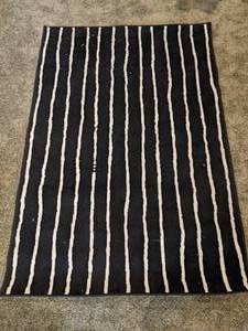 lot 61 image: Ikea Gorlose Area Rug Black & White Stripe