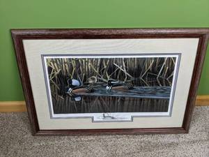 lot 199 image: Vintage Ducks in the Water Framed Art by Timothy C. Schultz 186600