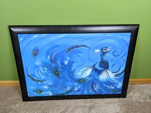 lot 176 image: Beautiful Peacock Framed Art by Marie Christina Scherer