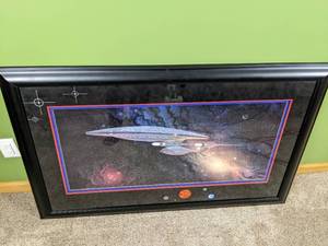 lot 174 image: Vintage Star Trek USS Enterprise by Rick Sternbach & Andrew Probert Framed Art 15021950