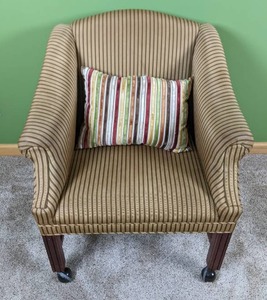 lot 40 image: Striped Upholstered Lounge Chair