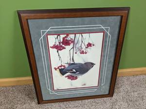 lot 180 image: Vintage Bird on Branch Framed Art by Thomas D. Mangelsen Artist Proof 1620