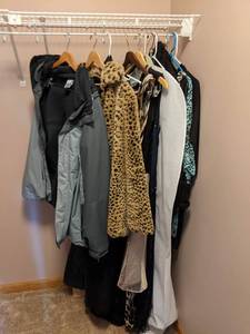lot 209 image: Assortment of Womens Size Small & Medium Tops Sleeveless Tops, Jackets, Dresses, and More