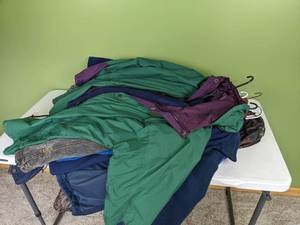 lot 214 image: Assortment of Mens Large & X-Large Jackets Coleman, Saugatuck, Kirkland, Columbia, Mad Dog Gear and More
