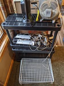 lot 235 image: Miscellaneous Assortment of Shelving, Massey Fan, Rowenta Iron and More