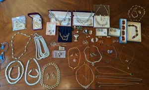 lot 165 image: Large Collection of Costume Jewelry Pendants, Earrings (Clip-On), Bracelets, Brooches, Pearls and More