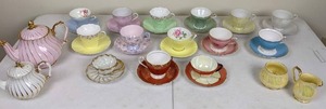 lot 159 image: Gorgeous 14 Sets of Cups and Saucers, 2 Teapots and Sugar & Creamer
