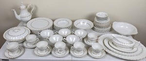lot 171 image: Large Vintage Dishware Collection Myotts China-Lyke St. Regis Pattern Ironstone and 1 Bowl from Barratts