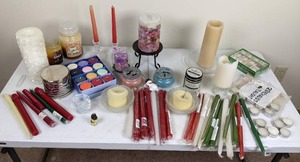 lot 156 image: Large Lot of Candles Candlesticks, Tea Lights, Pillars and More
