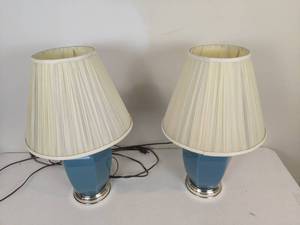 lot 85 image: Pair of Blue Table Lamps