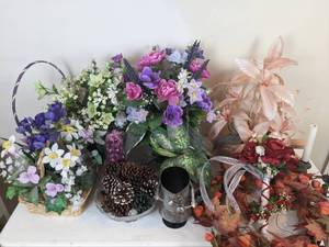 lot 63 image: Floral Decor, Pine Cones, Candles, Baskets, WOW Apple Cider Vinegar Face Wash, and more