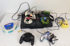 lot 101 image: Assorted Electronics  JVC DVD Player and Game Controllers and Laser Tag