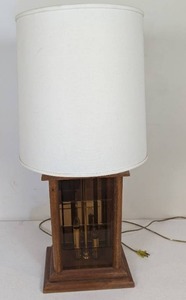 lot 105 image: Wood Lamp with Glass Bottom with Two Candles Inside