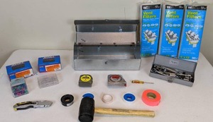 lot 130 image: Assorted Garage Items Toolbox, Sears toolkit, Stanley, Lufkin and more