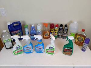 lot 134 image: Variety of Cleaning Supplies and Pesticides (Clorox, Lysol, Raid and More)