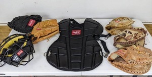 lot 183 image: Rawlings Catcher Gear and Baseball Gloves Rawlings, Macgregor, Louisville and More