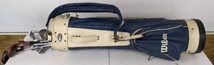 lot 48 image: Wilson Golf Bag with Assorted Clubs (Spalding, Northwestern), Balls and Tees