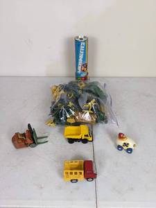 lot 215 image: Collection of Vintage Toy Vehicles, Army Figures and a Kaleidoscope