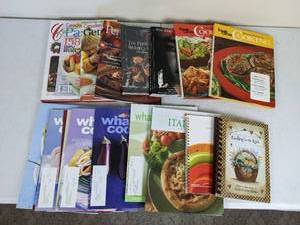 lot 223 image: Collection of Cookbooks and Magazines Cooking for the Kids, Italian Aromas, Whats Cooking Magazines, The Dave Nichol Cookbook, The Presidents Choice Barbecue Cookbook and More