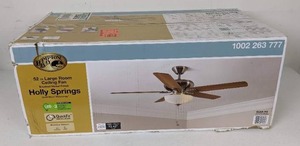 lot 131 image: Hampton Bay Holly Springs 52 in. LED Indoor Brushed Nickel Ceiling Fan with Light Kit