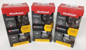 lot 159 image: Three NEW Kwikset Smartkey Single Cylinder Deadbolt