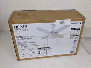 lot 185 image: Home Decorators Collection Spindleton 36 in. Indoor Ceiling Fan, Matte White