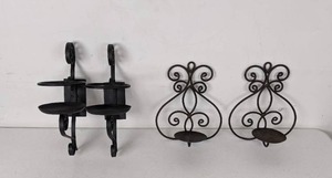 lot 201 image: Charming Collection of (4) Decorative Wall Mountable Candle Holders, Black