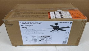 lot 133 image: Riley 44 in. Indoor LED Bronze Dry Rated Downrod Ceiling Fan with 5 Reversible Blades, Light Kit and Remote Control