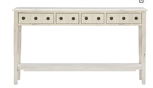 lot 222 image: NEW Strand 60 Distressed Gray Standard Rectangle Wood Console Table with Drawers