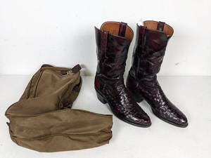 lot 123A image: Gorgeous Luxury Handcrafted Lucchese Boots (Size 10.5 B) with Dust BagTravel Case