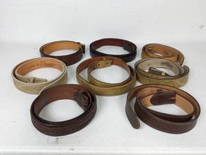 lot 122A image: (8) Pairs of High Quality Leather Belts (Justin Boots, Nocana Belt Factory, Lucchese, Tony Lama)