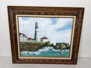 lot 69 image: Light House Framed Art by K. Jorgenson, 27 x 23
