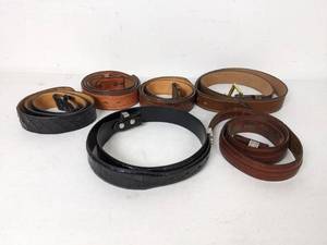 lot 111 image: Collection of (6) Size 36-40 Genuine Leather Belts Lucchese, Leegin, Nadim and More