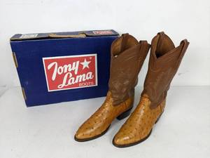 lot 74 image: Tony Lama Mens Size 10 12 Ostrich Cowboy Boots