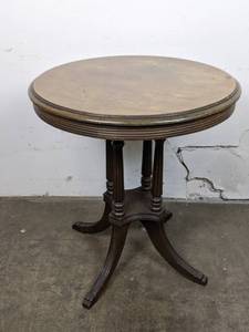 lot 258 image: Round Wood Side Table