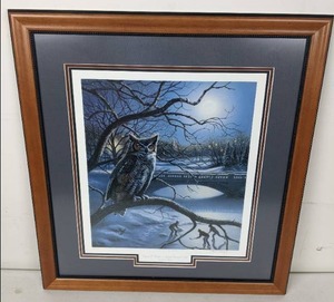 lot 101 image: James Meger & Herb Brooks SignedNumbered Print Hoot N Holler - Great Horned Owl
